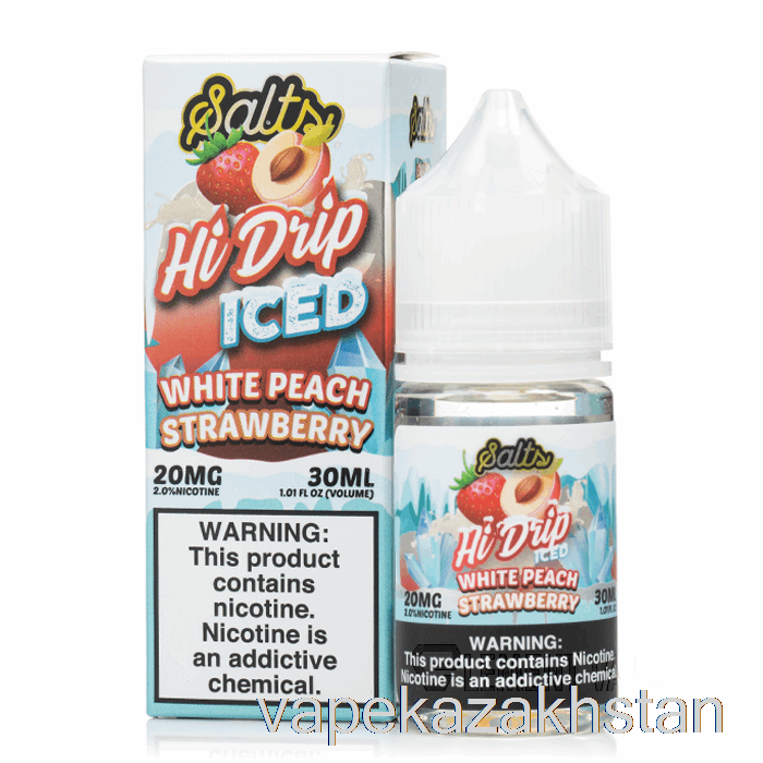 Vape Disposable ICED White Peach Strawberry - Hi-Drip Salts - 30mL 50mg